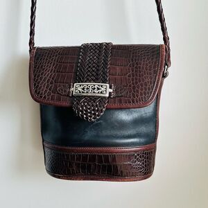 Vintage Brighton Leather Bucket Bag Brown Black + Wallet‎ Set $445